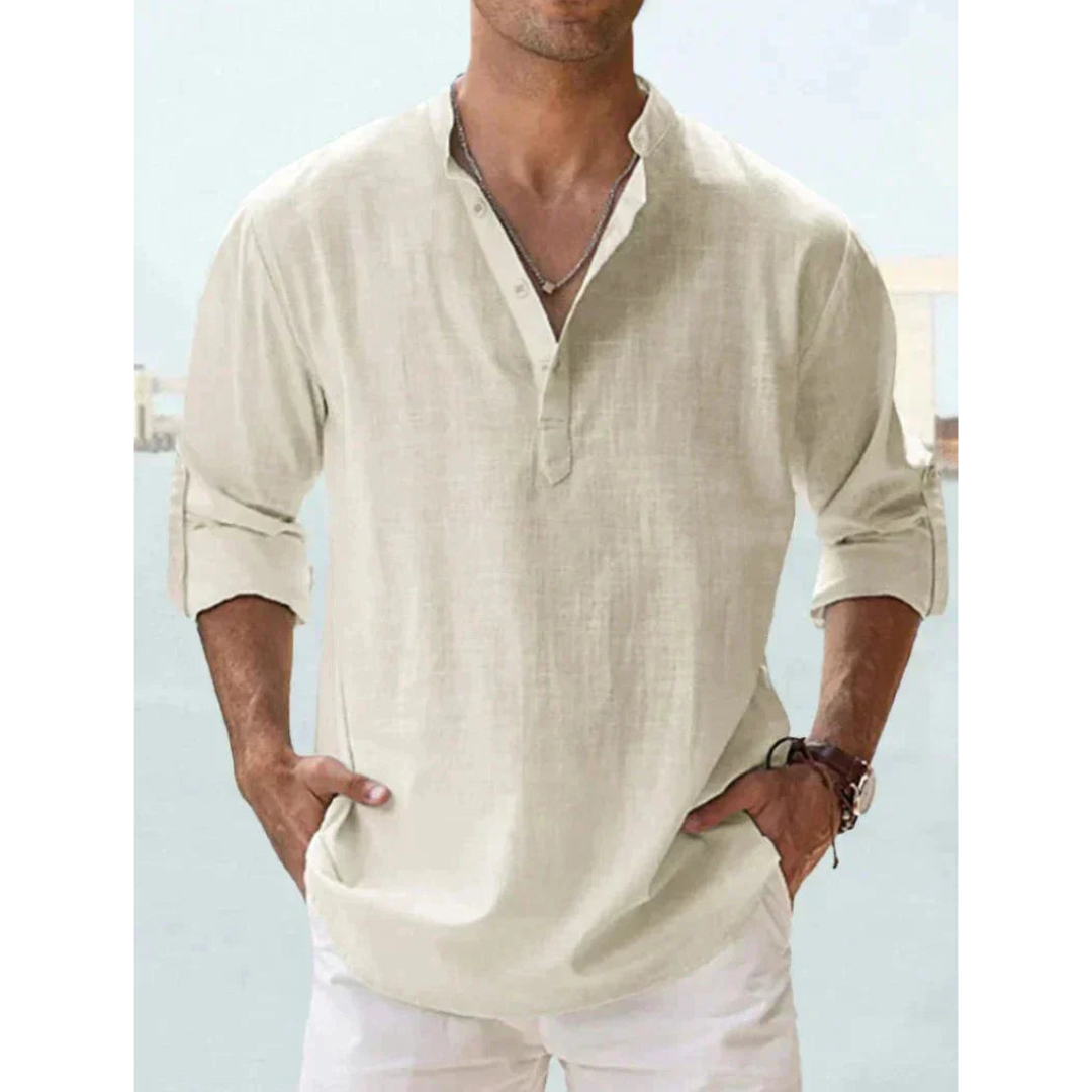 Liam Men's Half Button Shirt | Lightweight, Long Sleeve 7