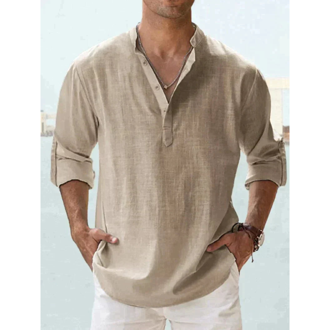 Liam Men's Half Button Shirt | Lightweight, Long Sleeve 8