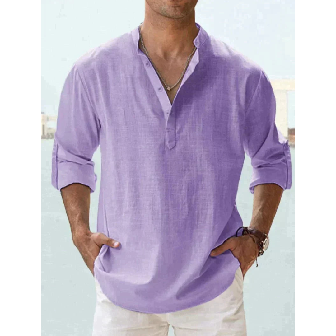 Liam Men's Half Button Shirt | Lightweight, Long Sleeve 9