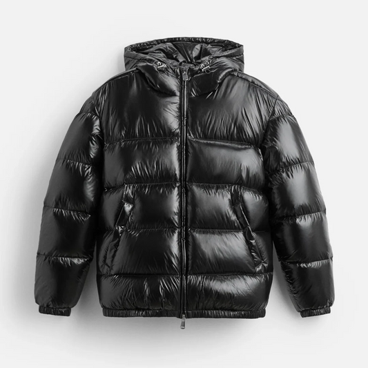 Liam Men's Hooded Puffer Jacket | High-Shine Finish, Urban Style 0
