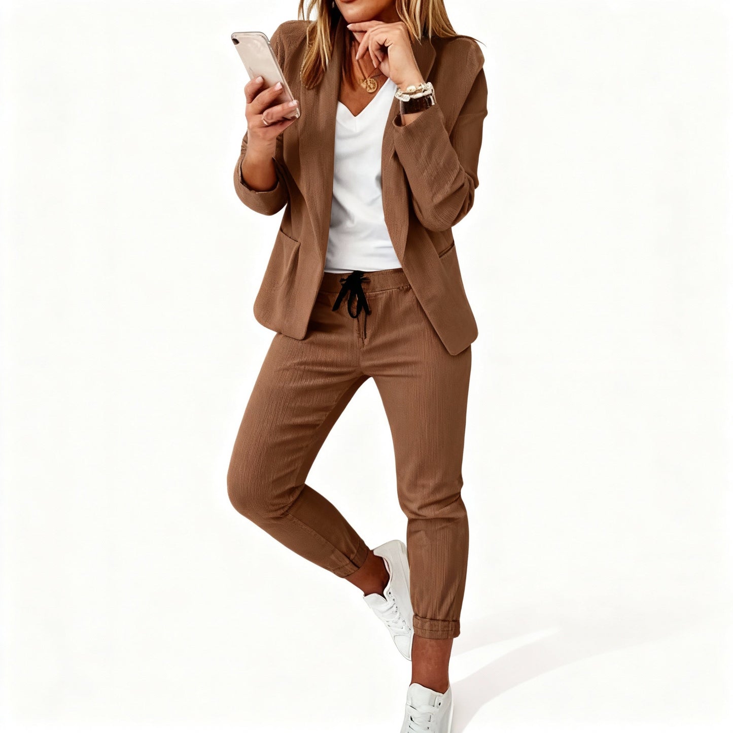 Lina Women's Blazer Set | Linen-Polyester Blend, Casual Elegance 5