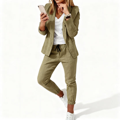 Lina Women's Blazer Set | Linen-Polyester Blend, Casual Elegance 7