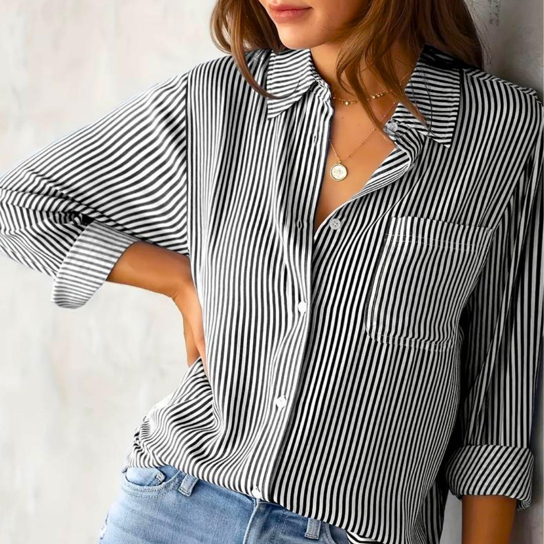 Lina Women's Blouse | Long Sleeve Striped Summer Top, Versatile Style 2