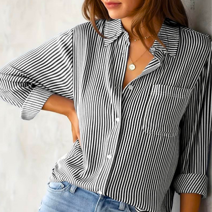 Lina Women's Blouse | Long Sleeve Striped Summer Top, Versatile Style 2