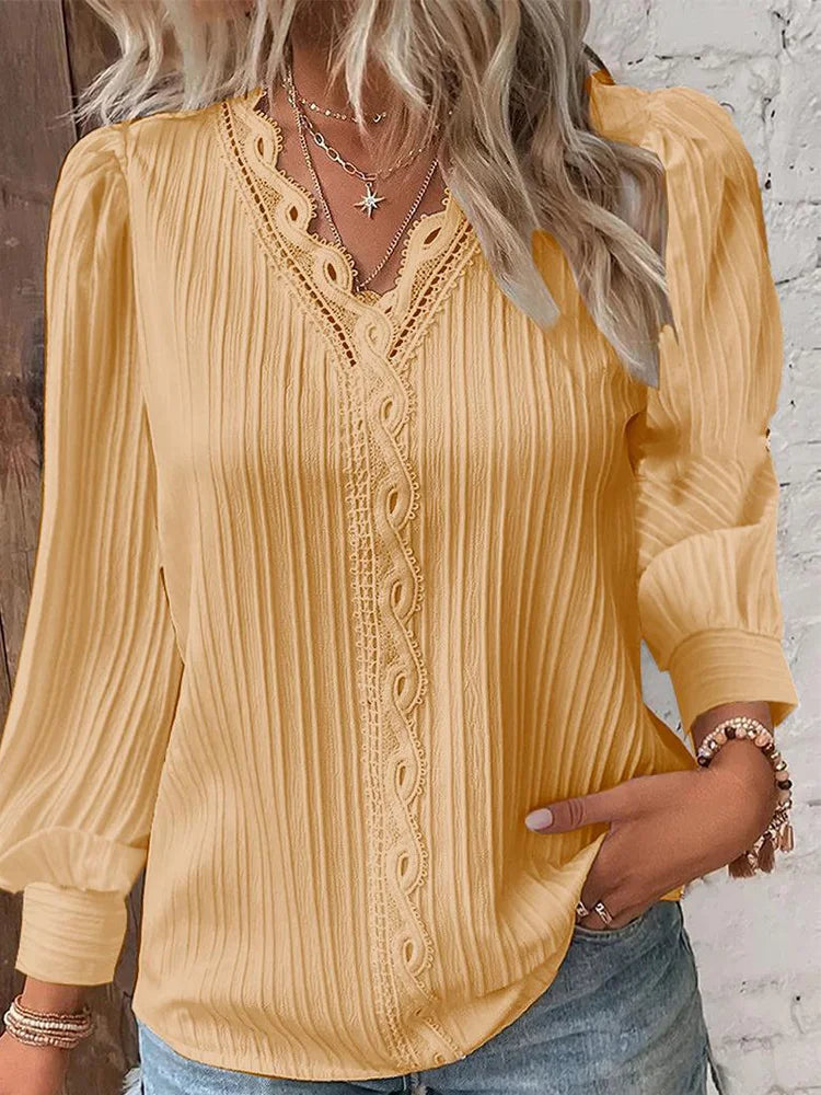 Lina Women's Blouse | Modern V-Neck, Versatile Style 2