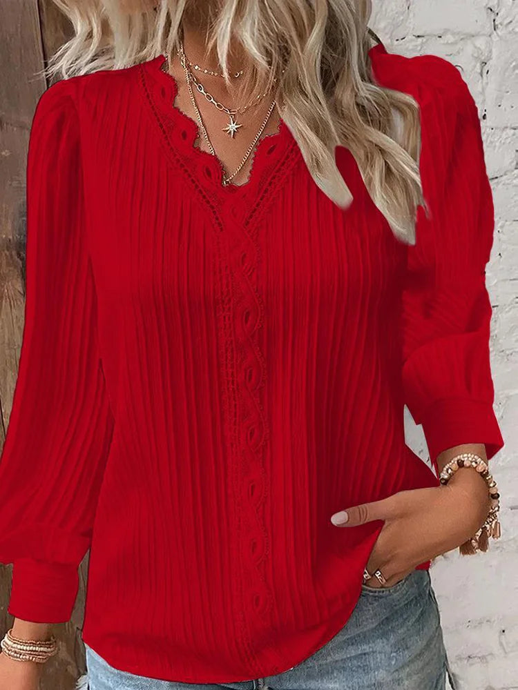 Lina Women's Blouse | Modern V-Neck, Versatile Style 3