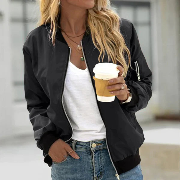 Lina Women's Bomber Jacket | Cropped Classic Fit, Lightweight 0