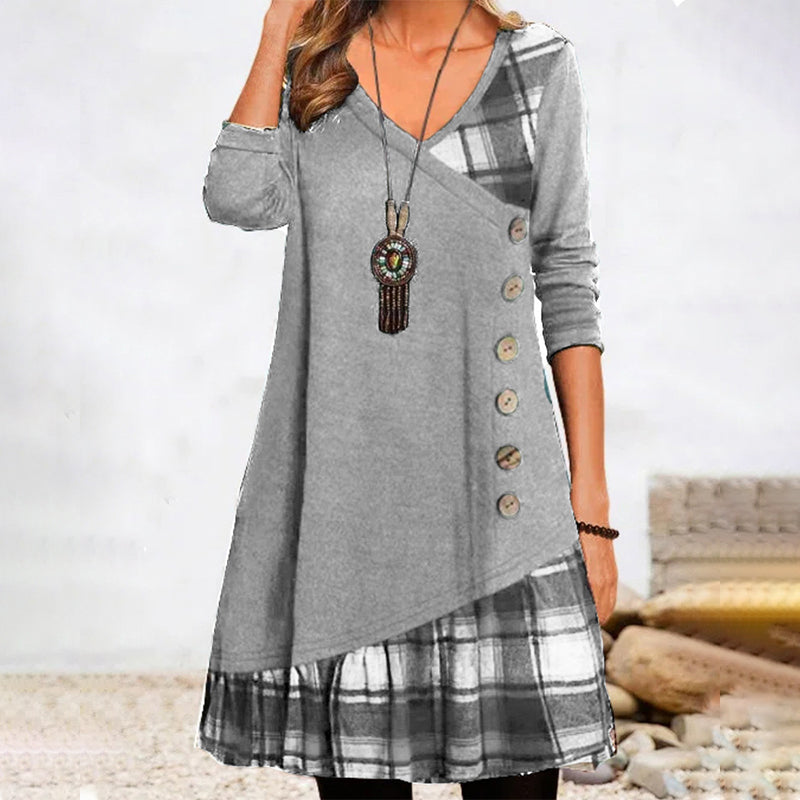Lina Women's Checked Dress | Soft Fabric, A-Line Skirt 0