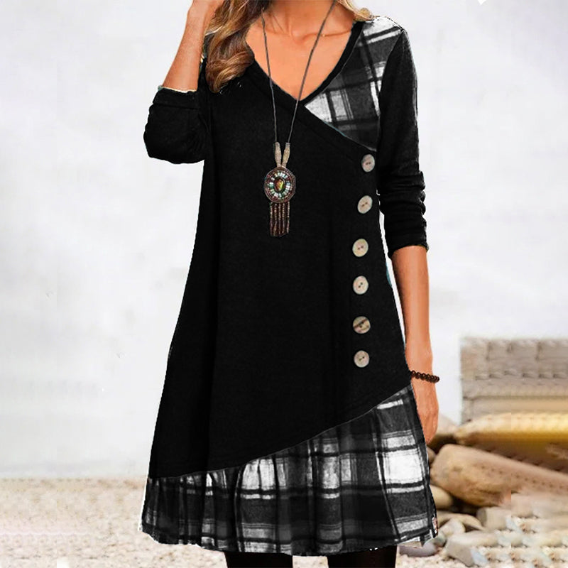 Lina Women's Checked Dress | Soft Fabric, A-Line Skirt 1