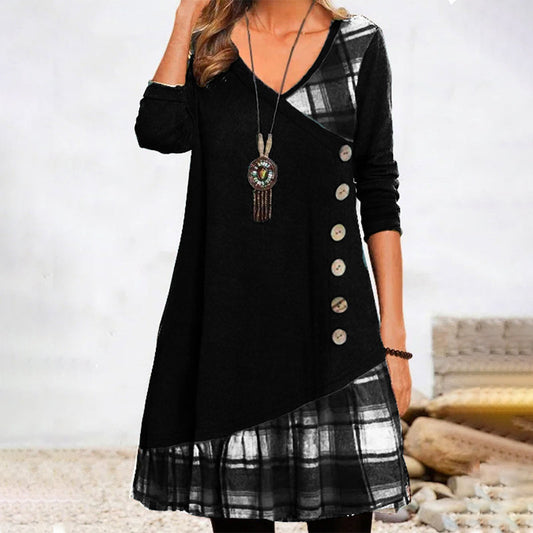 Lina Women's Checked Dress | Soft Fabric, A-Line Skirt 1