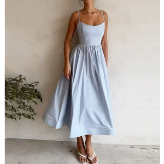 Lina Women's Midi Dress | Airy A-Line, Sleeveless Summer Style 1