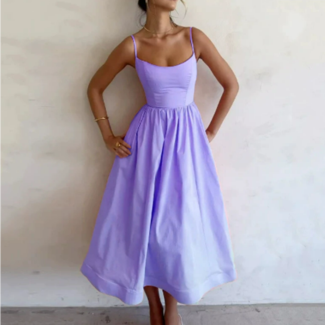 Lina Women's Midi Dress | Airy A-Line, Sleeveless Summer Style 2