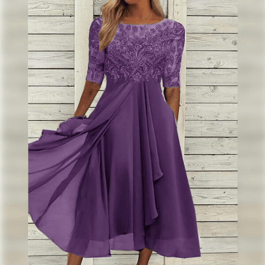 Lina Women's Midi Dress | Soft Chiffon, Elegant Style 0