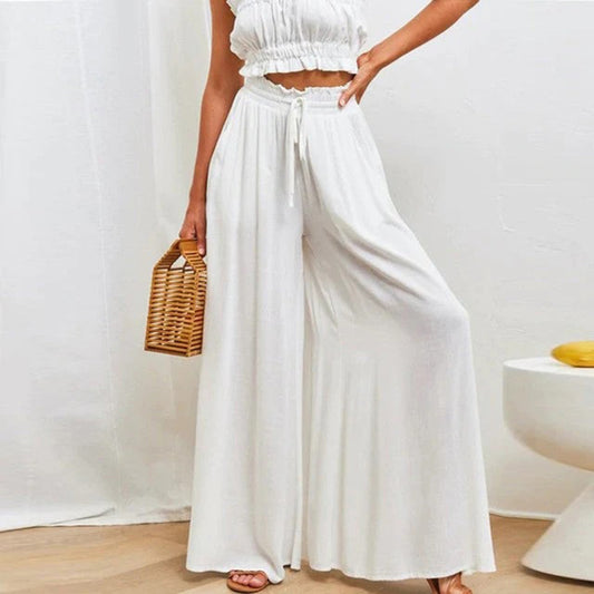 Lina Women's Wide Leg Trousers | High-Waisted, Chic Palazzo Style 0