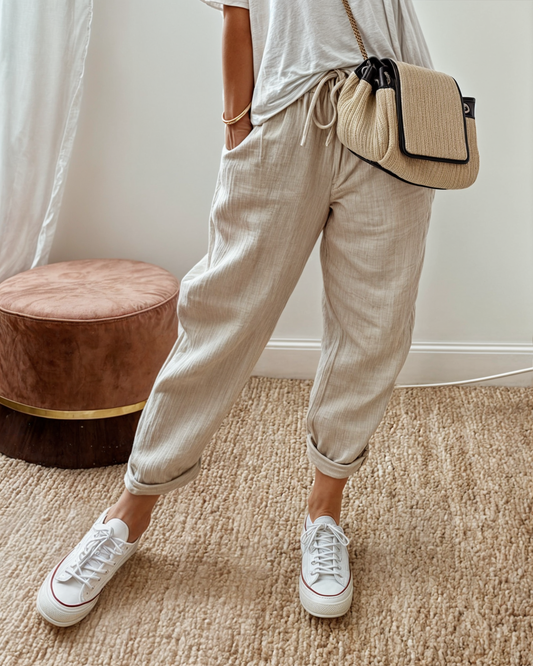 Lina Women's Wide Leg Trousers | Linen Blend, Comfortable Fit 0