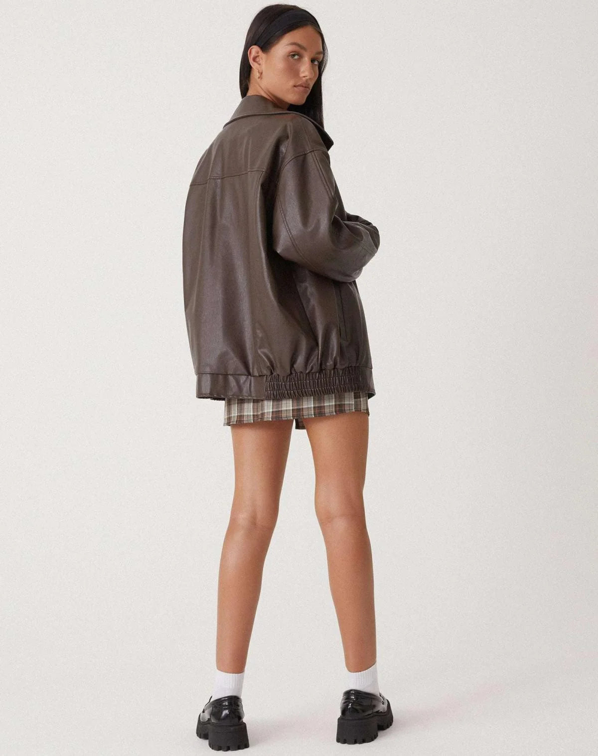 Liora Women's Bomber Jacket | Leather-Look Oversized Fit 3
