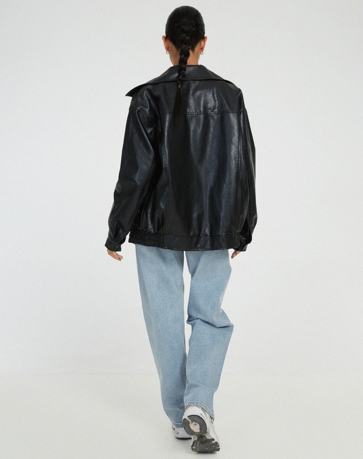 Liora Women's Bomber Jacket | Leather-Look Oversized Fit 5