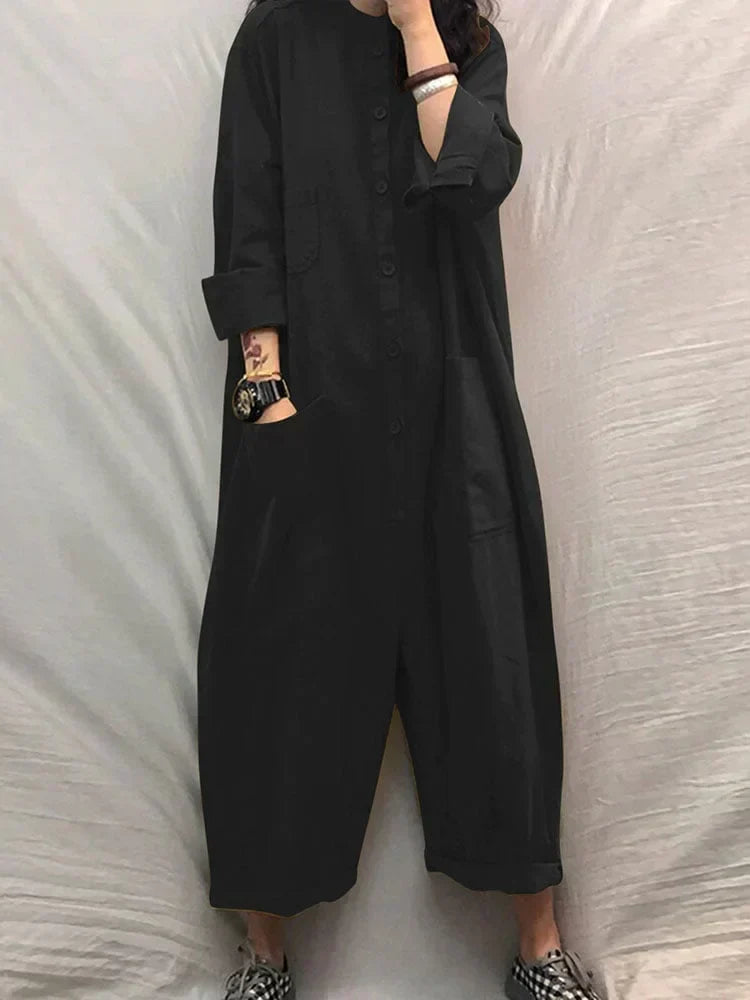 Liora Women's Jumpsuit | Cotton-Linen Blend, Wide Cut 4