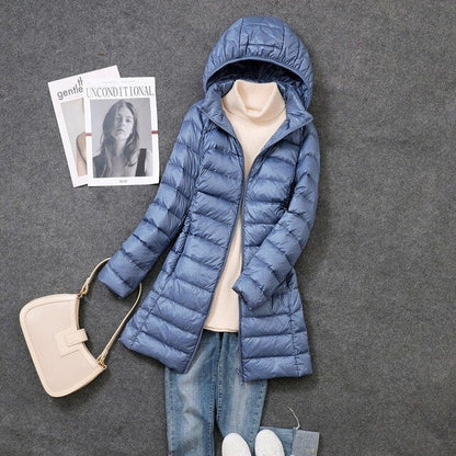 Liora Women's Long Down Coat | Premium White Duck Down, Detachable Hood 5