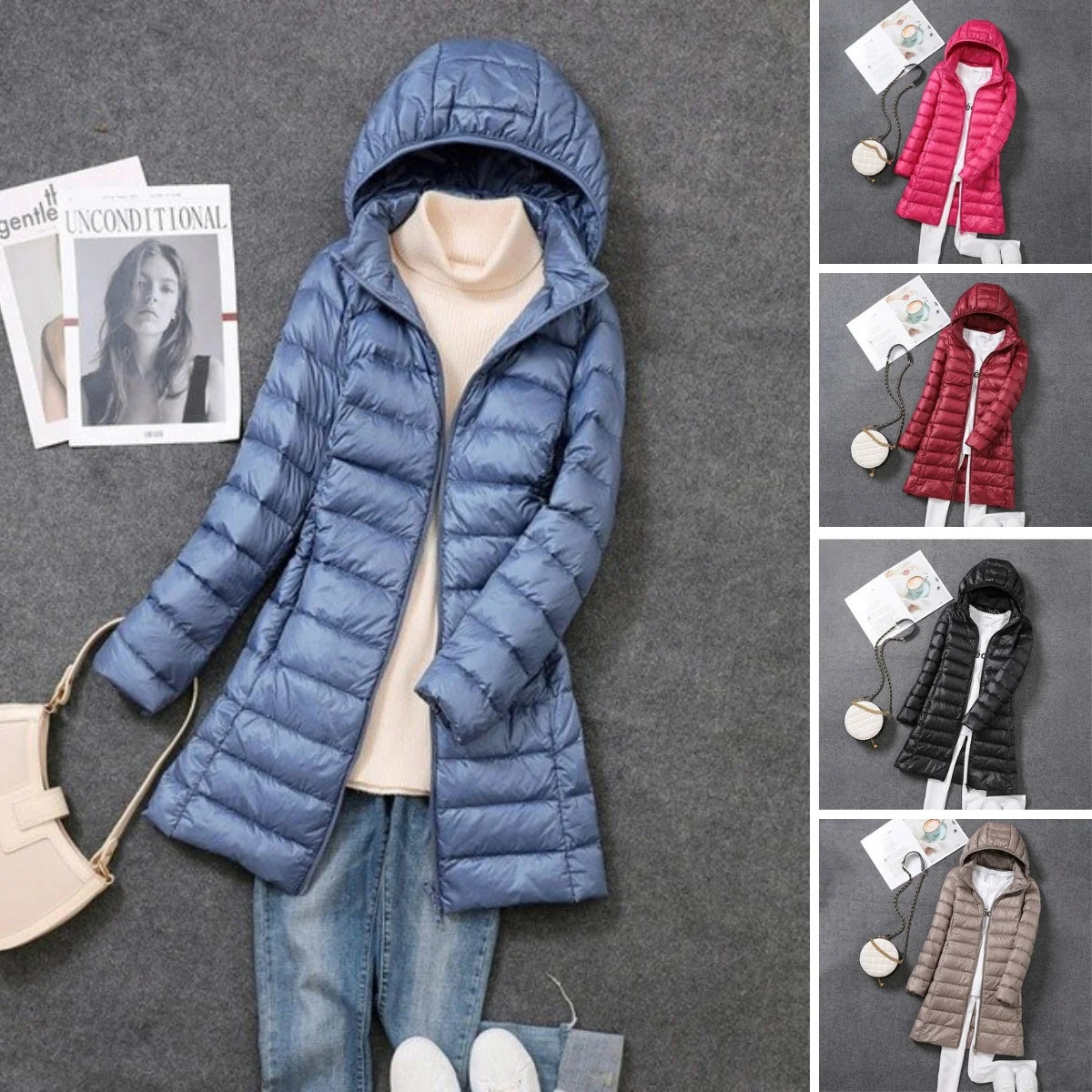 Liora Women's Long Down Coat | Premium White Duck Down, Detachable Hood 7