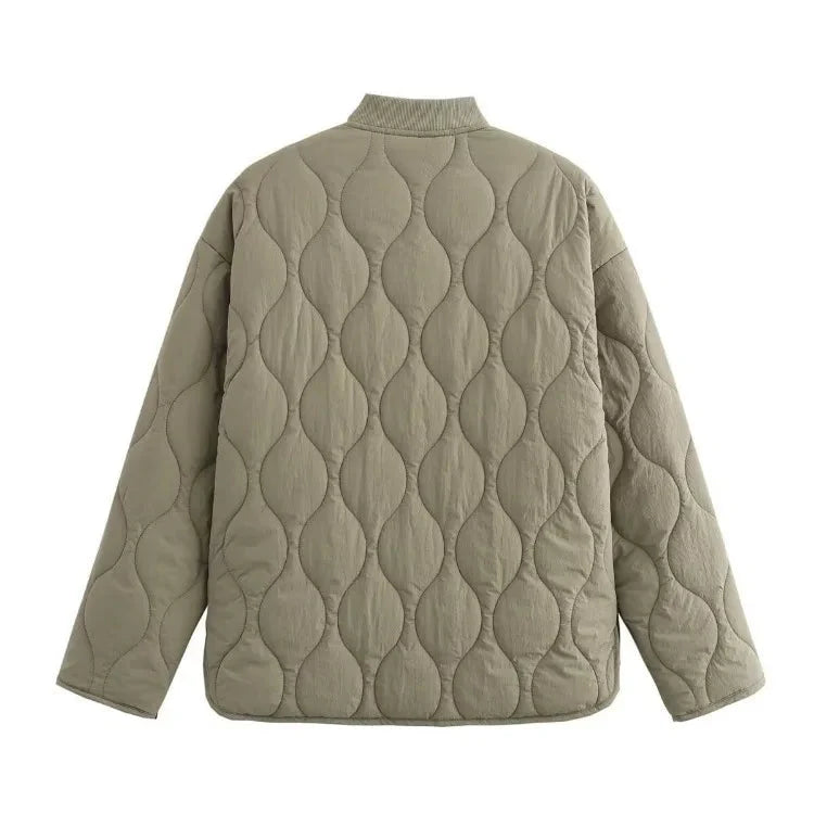 Liora Women's Quilted Coat | Leopard Lining, Loose Fit 7