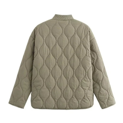 Liora Women's Quilted Coat | Leopard Lining, Loose Fit 7