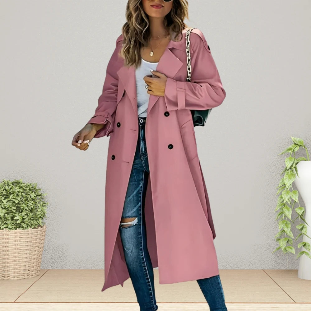 Liora Women's Trench Coat | Double-Breasted, Polyester 0