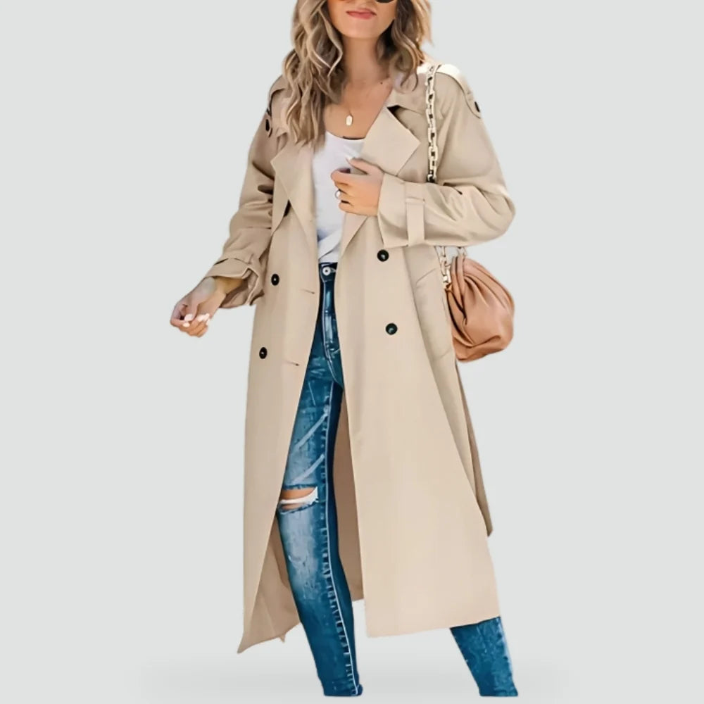 Liora Women's Trench Coat | Double-Breasted, Polyester 1
