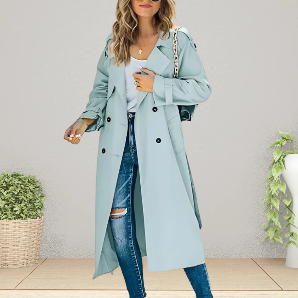 Liora Women's Trench Coat | Double-Breasted, Polyester 2