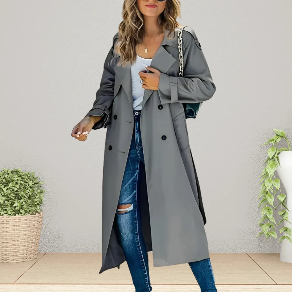 Liora Women's Trench Coat | Double-Breasted, Polyester 4