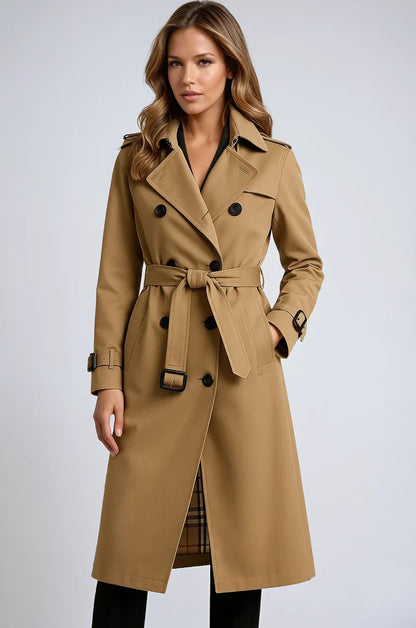 Liora Women's Trench Coat | Long Tailored Fit, Double Button Closure 0