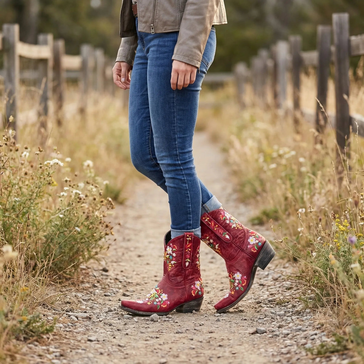 Liora Women's Western Ankle Boots | Floral Embroidery, Weather-Resistant 1