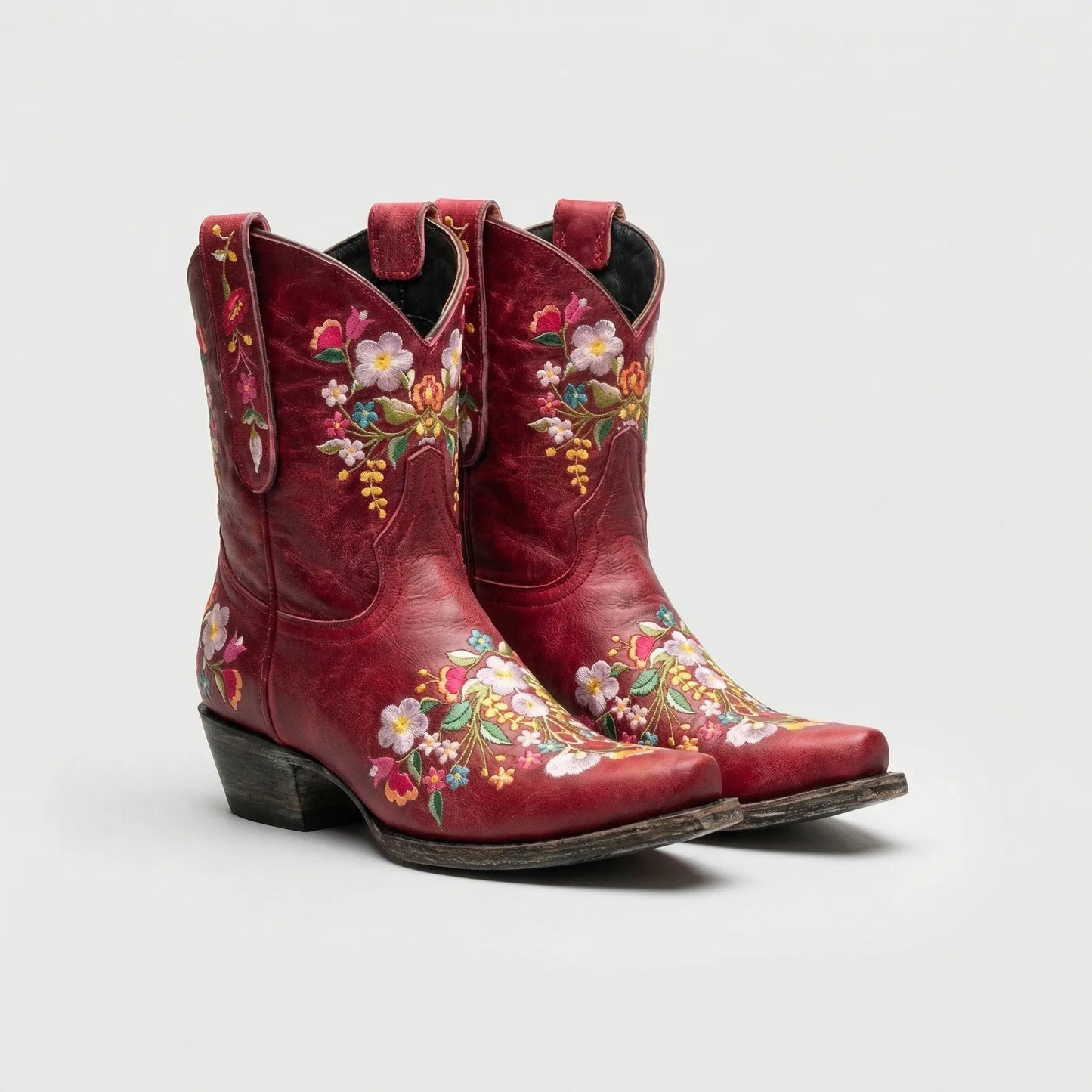 Liora Women's Western Ankle Boots | Floral Embroidery, Weather-Resistant 2