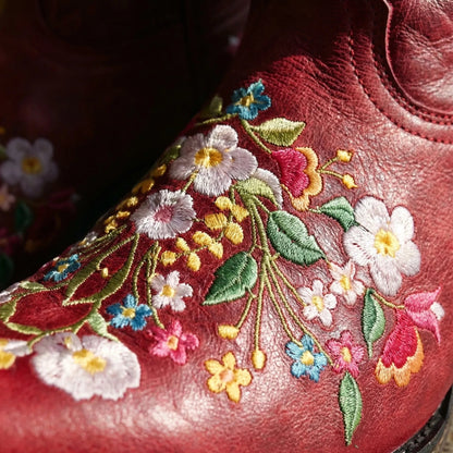 Liora Women's Western Ankle Boots | Floral Embroidery, Weather-Resistant 3