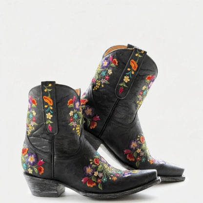 Liora Women's Western Ankle Boots | Floral Embroidery, Weather-Resistant 4