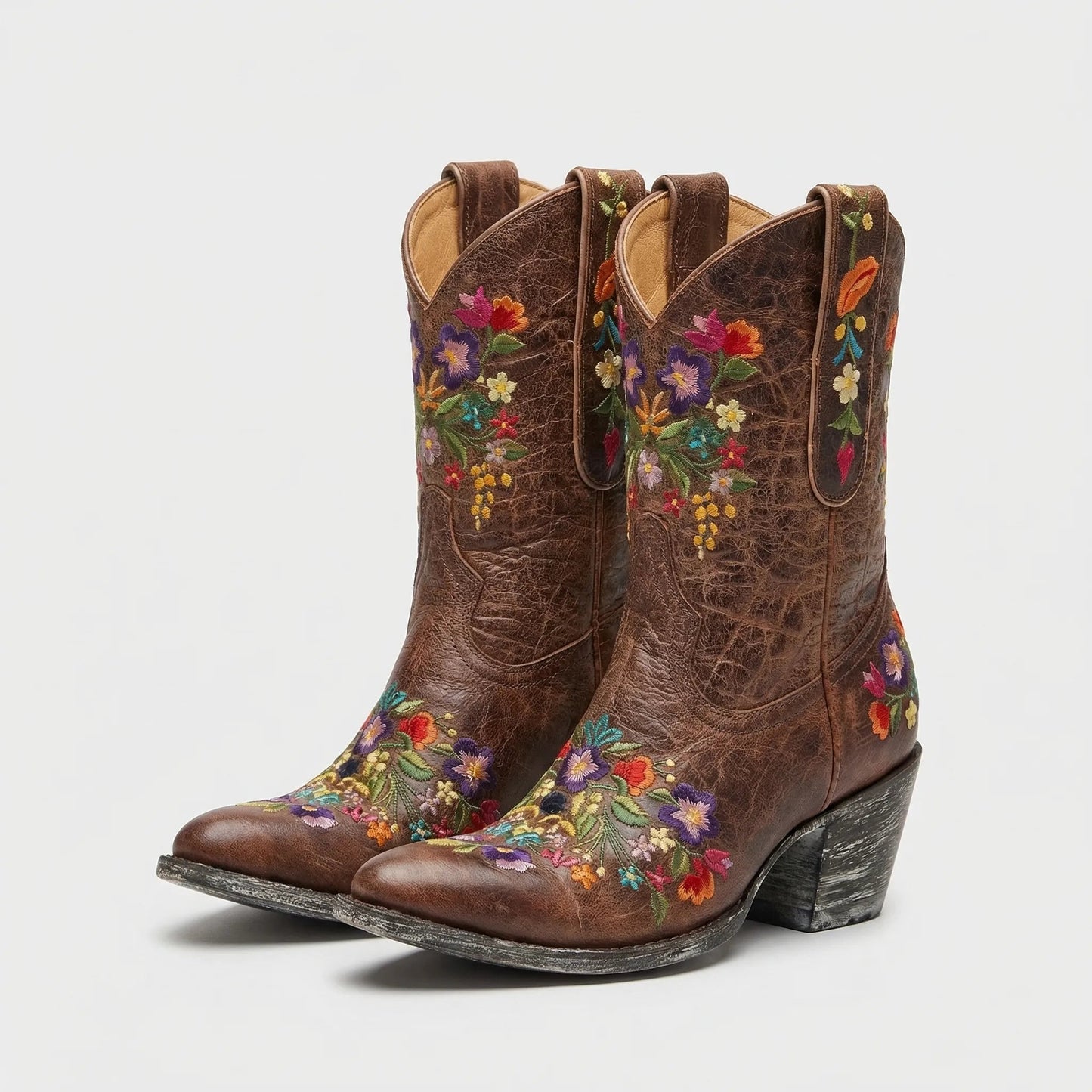 Liora Women's Western Ankle Boots | Floral Embroidery, Weather-Resistant 5
