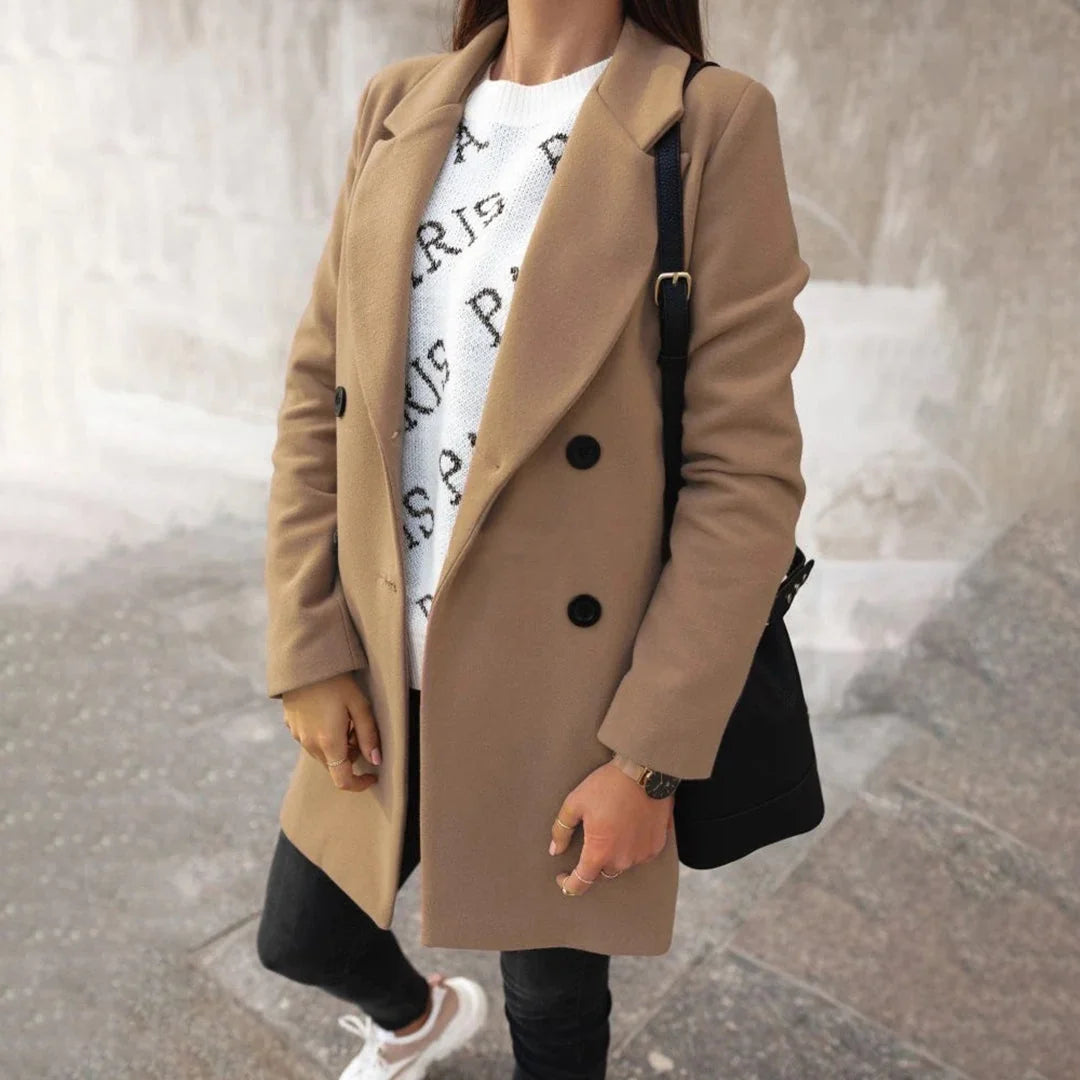 Liora Women's Wool Coat | Soft Wool Blend, Refined Collar 2