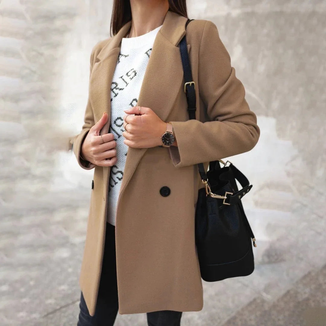 Liora Women's Wool Coat | Soft Wool Blend, Refined Collar 3