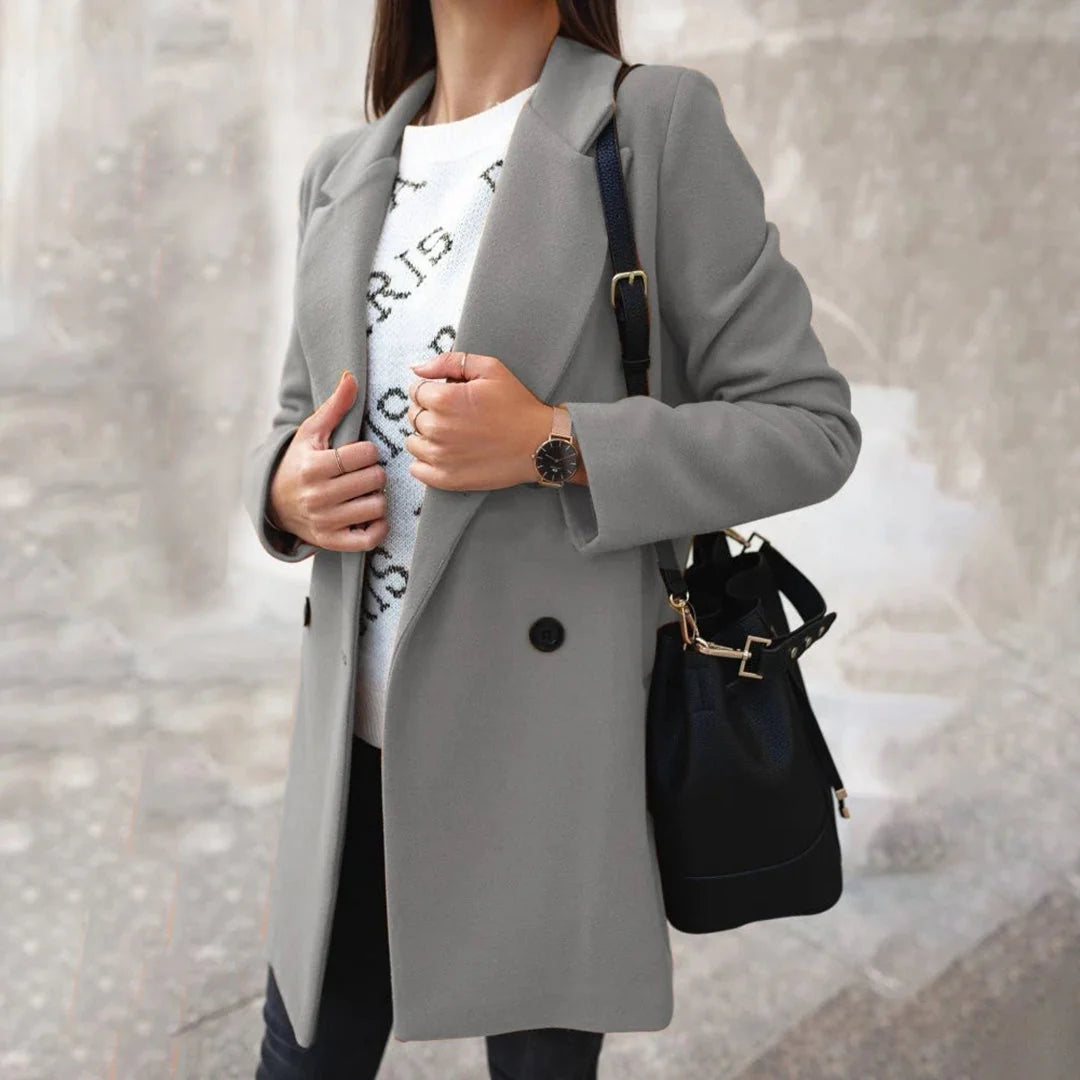 Liora Women's Wool Coat | Soft Wool Blend, Refined Collar 4