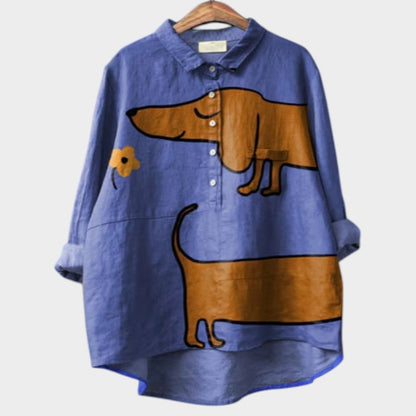 Loren Women's Shirt | Oversized Fit, Playful Dog Print 0