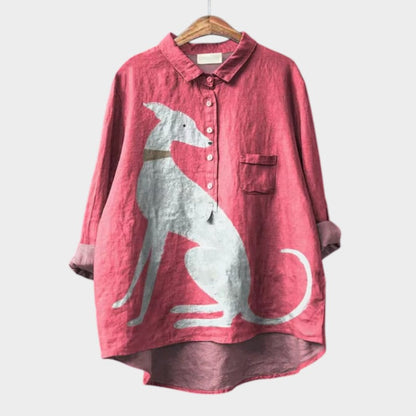 Loren Women's Shirt | Oversized Fit, Playful Dog Print 4