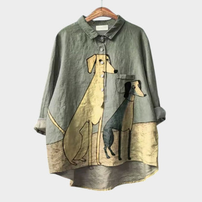 Loren Women's Shirt | Oversized Fit, Playful Dog Print 5