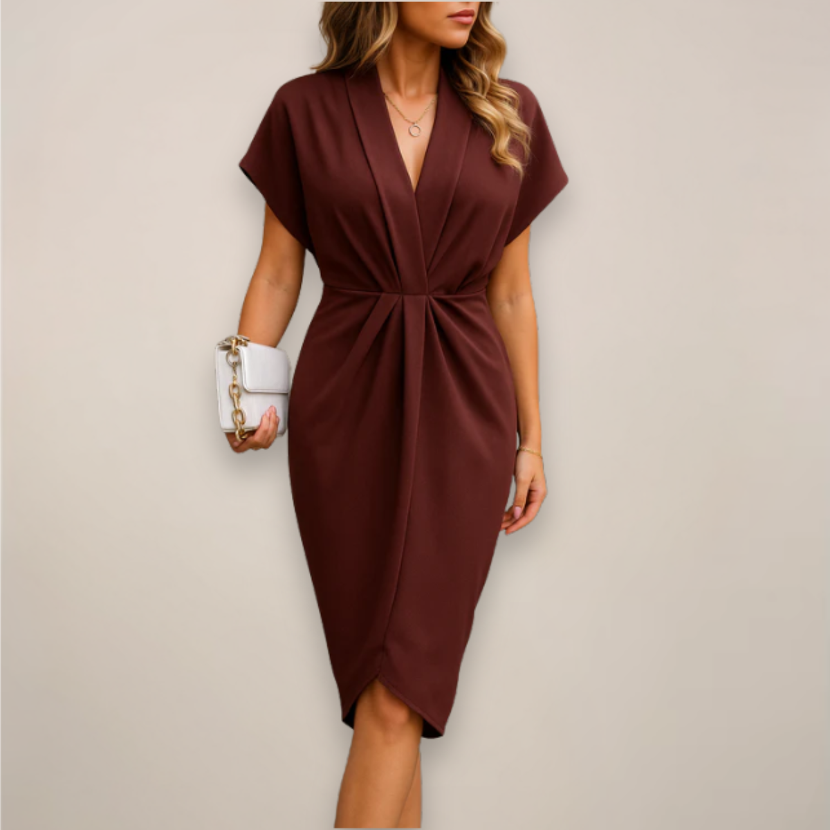 Luna Women's Dress | Elegant V Neck Wrap Maxi for Spring & Summer 4