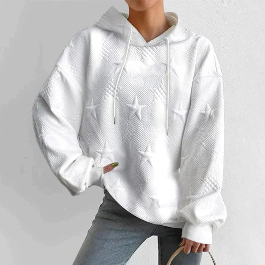 Luna Women's Hoodie | Relaxed Fit, Star Texture Zip-Up Sweatshirt 0