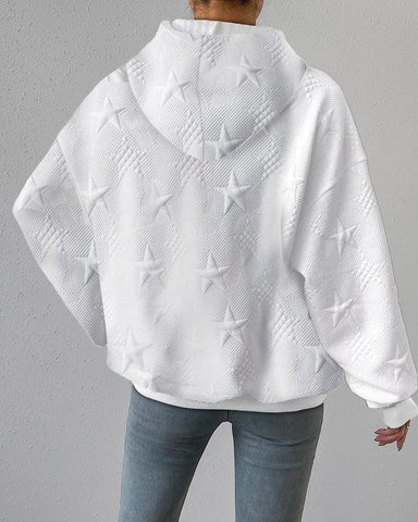 Luna Women's Hoodie | Relaxed Fit, Star Texture Zip-Up Sweatshirt 1