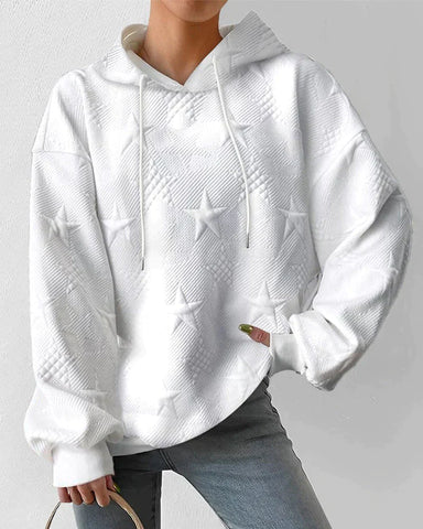 Luna Women's Hoodie | Relaxed Fit, Star Texture Zip-Up Sweatshirt 2