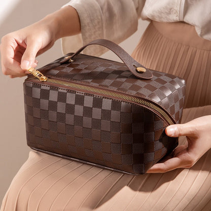 Luxe Toiletry Bag | Stylish Check Pattern, Travel Essential 6