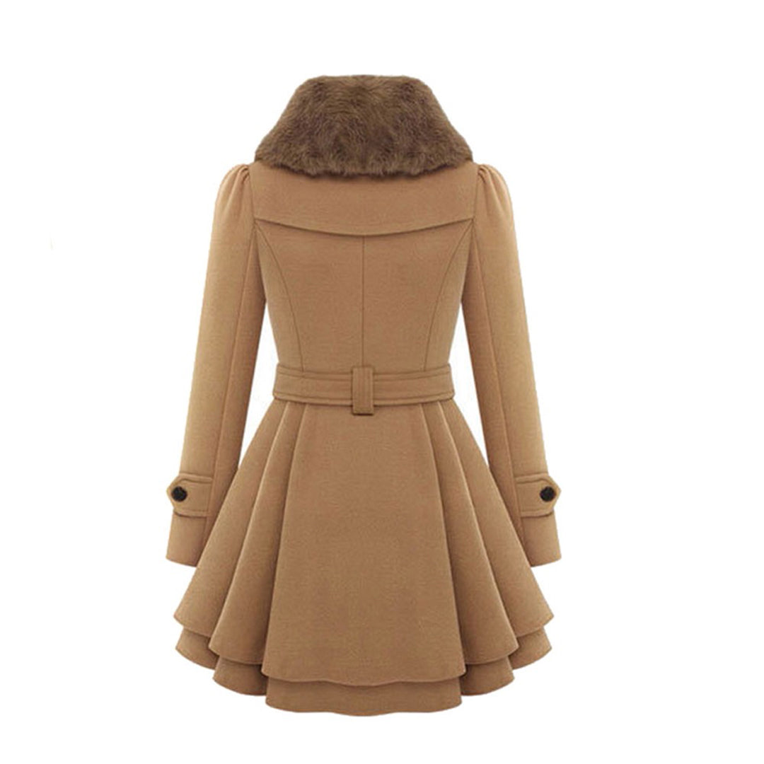 Lydia Women's Coat | Luxurious Faux Fur Collar, Flared Design 1
