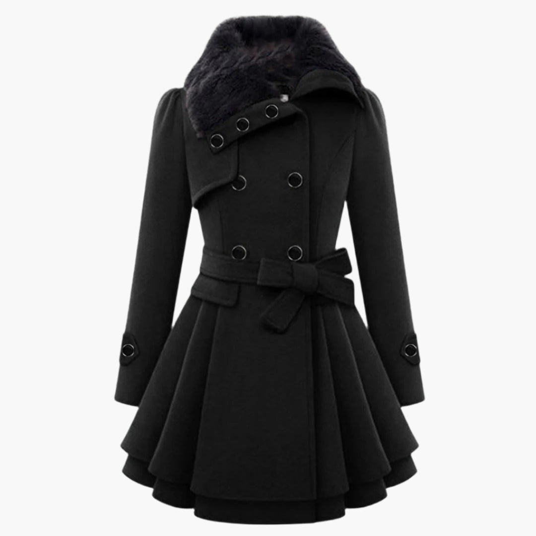 Lydia Women's Coat | Luxurious Faux Fur Collar, Flared Design 2