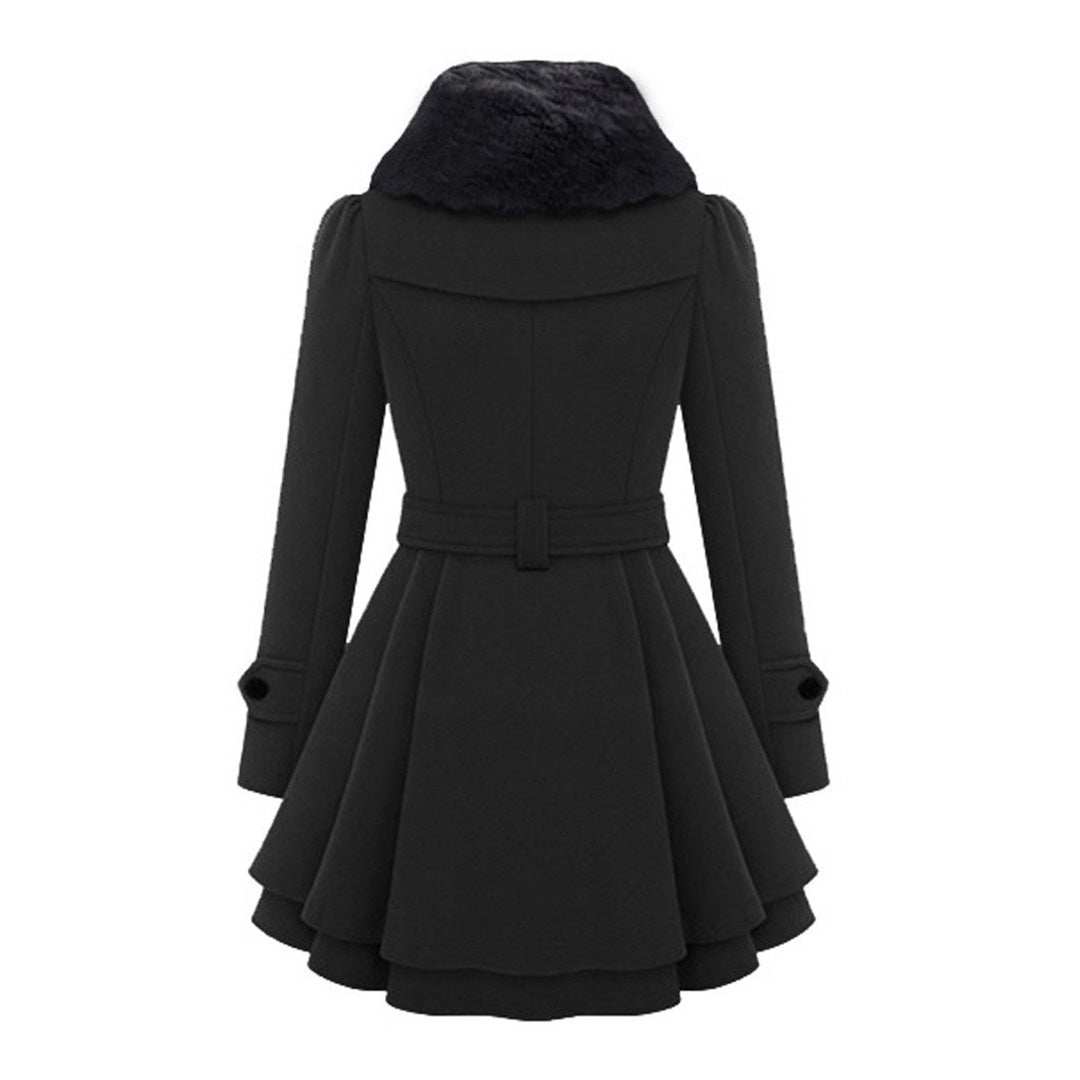 Lydia Women's Coat | Luxurious Faux Fur Collar, Flared Design 3